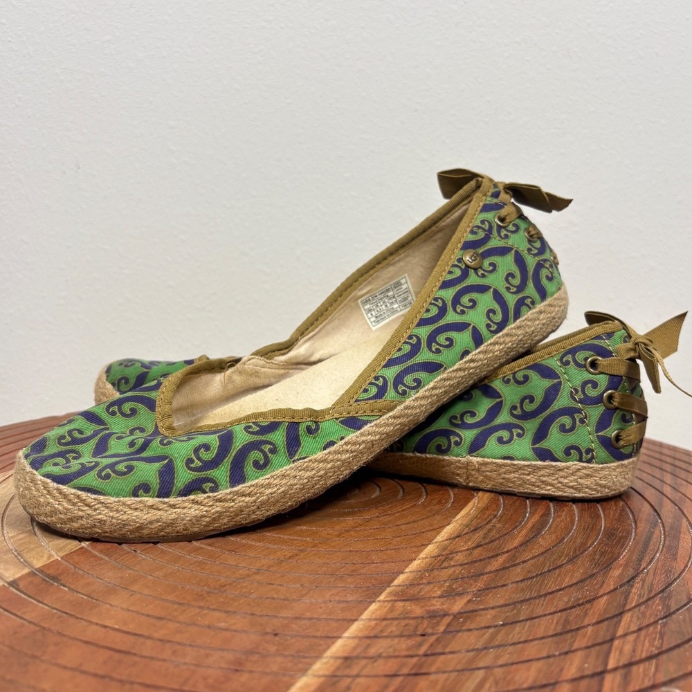 UGG Australia Lucianna Green Purple Paisley Espadrille Ribbon Flats 1002691 8